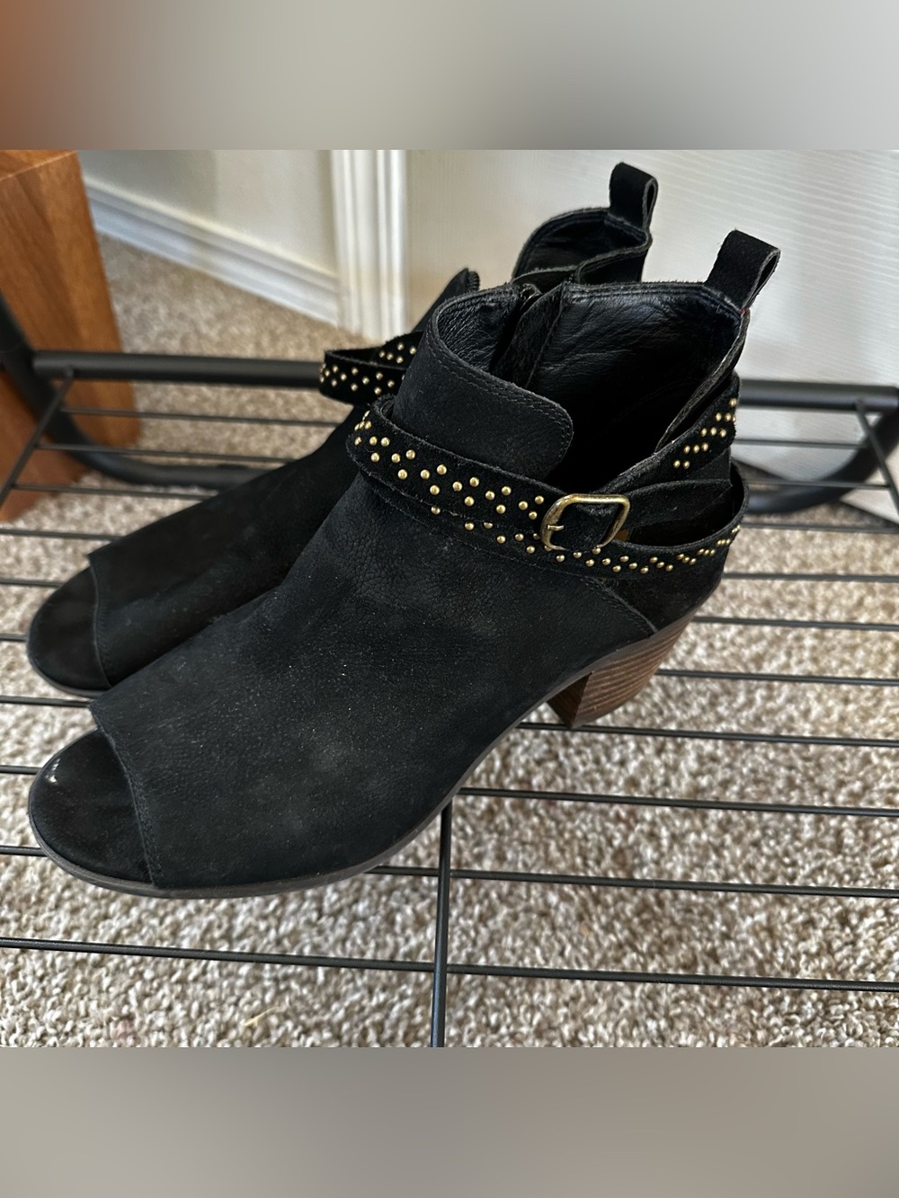 Lucky Brand Black Suede Studded Ankle Booties